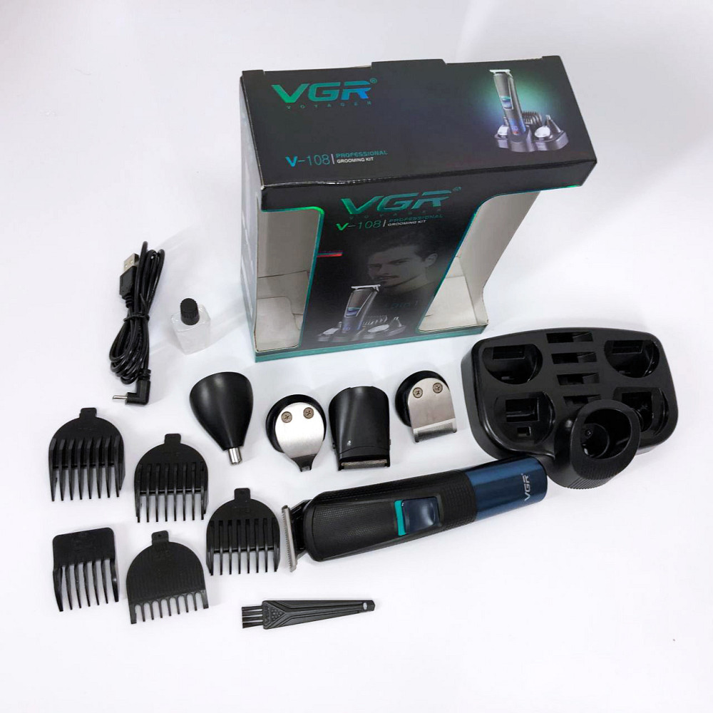 Чоловічий набір для стрижки волосся акумуляторний VGR V-108, Машинка для стрижки голови SK-74 Львів - фото 9