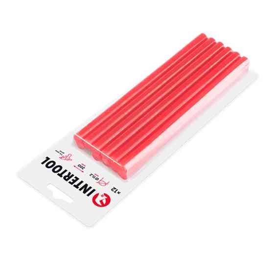 Комплект клейових стрижнів червоних, 11,2×200 мм, 12 шт. INTERTOOL RT-1042 Київ