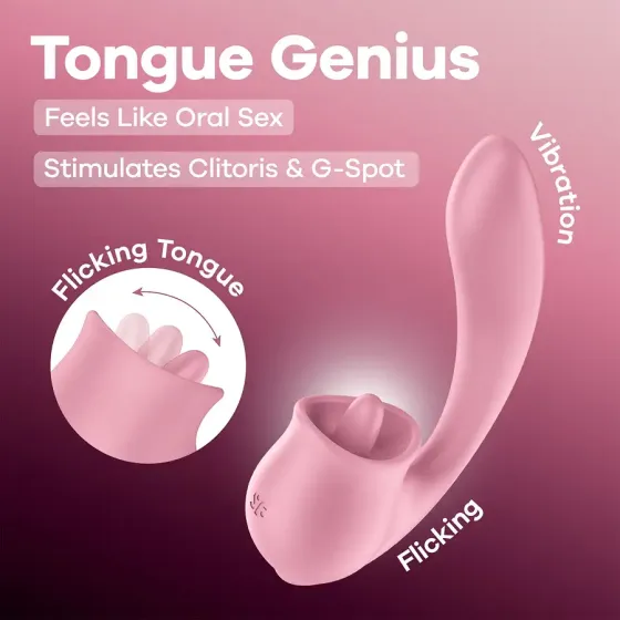 Вагінально-кліторальний вібратор Satisfyer Tongue Genius з язичком Львів