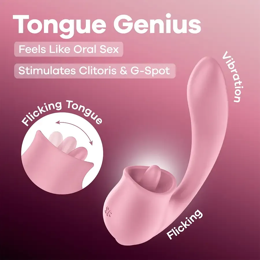 Вагінально-кліторальний вібратор Satisfyer Tongue Genius з язичком Львів - фото 6