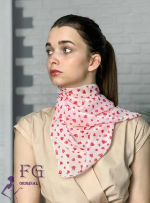 Шарф узкий женский бело-красный размер шарфа около 140*23см, шифон Киев - изображение 1