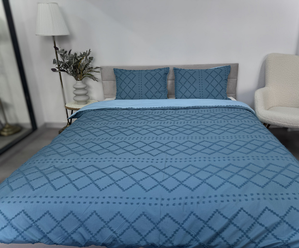Ecotton Комплект постільної білизни Ecotton Jaquard двоспальний Євро 210х215 бірюзовий Коломия - фото 7
