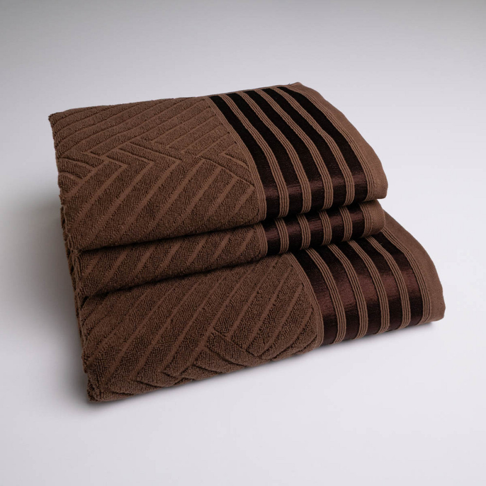 Набор махровых полотенец SOFT 3шт GM Textile 50х90см, 50х90см, 70х140см 500г/м2 (Коричневый) Сумы - изображение 1