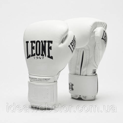 Боксерські рукавиці Leone Greatest White білі шкіряні для боксу тренувань і спарингу 12 ун. Київ - фото 3