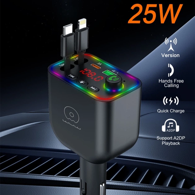 АЗП з FM-модулятором WUW-C237 black Одеса - фото 16