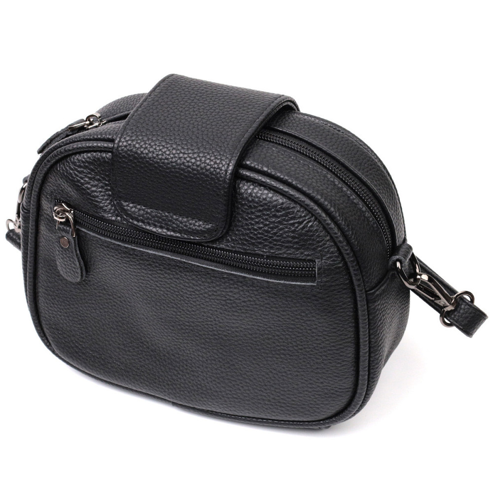 Фактурна сумка для жінок з натуральної шкіри з тисненням під змію Vintage 22354 Чорна Київ - фото 2