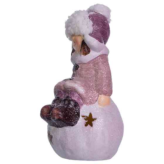 Новорічна фігурка з підсвіткою Дівчинка на сніговій кулі з фарфору 7×7×16 (см) новорічний декор для дому, квартири на подарунок Київ