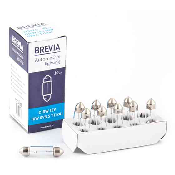 Лампа розжарювання Brevia C10W 12V 10W SV8.5 T11x41 CP, 10шт Киев