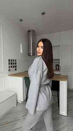 Женский стильный повседневный костюм кимоно + леггинсы турецкая ангора вязка Серый Одесса