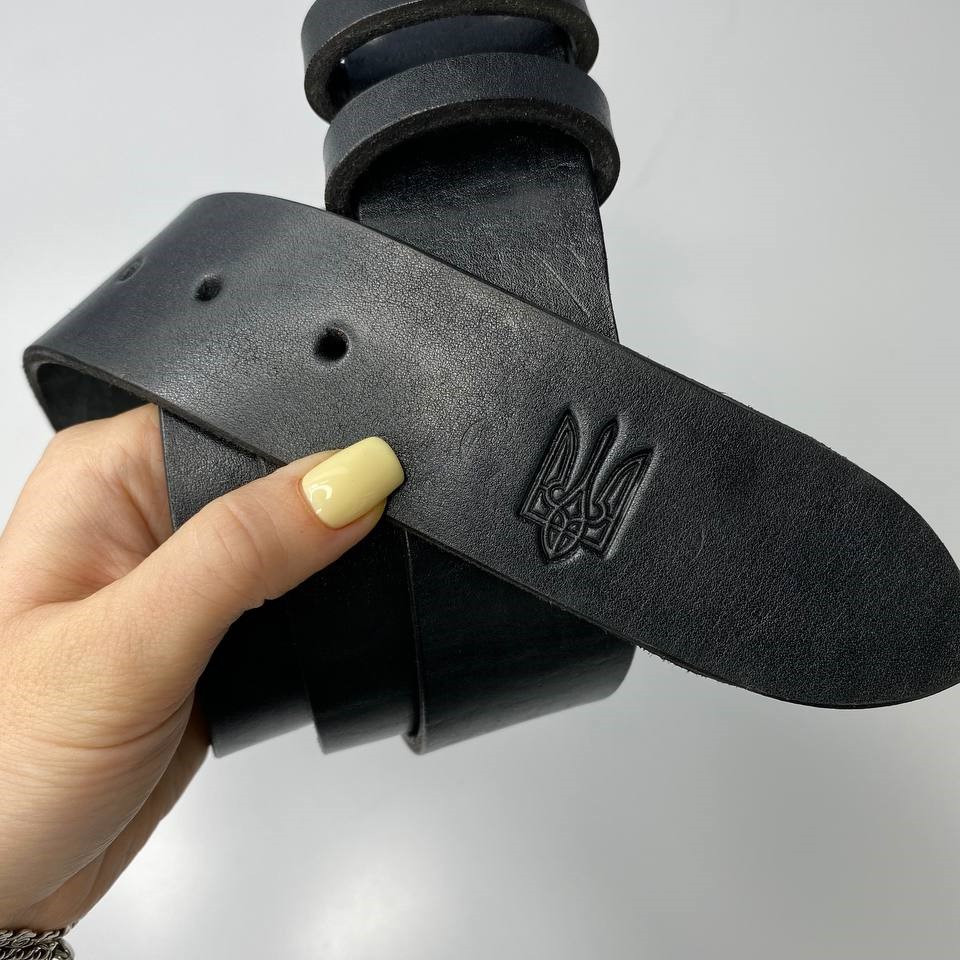 Чоловічий ремінь з натуральної шкіри для джинсів шкіряний якісний пояс, чорнийMasterSem Київ - фото 5