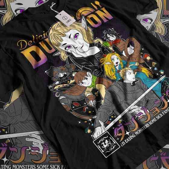 Футболка з аніме принтом Сенсхі Сенсхі Фоод Делікіоус оверсайз (S/M/L) Чорний AnimeJ1148 Дніпро