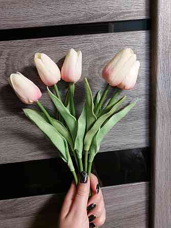 Тюльпани штучні силіконові 5 штук бежево-рожевий Київ