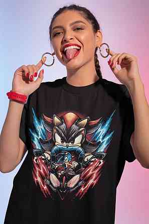 Футболка для хлопчика з аніме принтом Хероес Сонік Хероес Вінтаге оверсайз (зріст від 165 до 180) Чорний AnimeJ1109m Дніпро