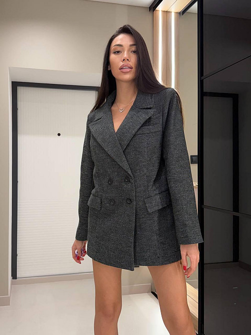 Жіночий стильний трендовий костюм-двійка кашемір вовна Графіт, 46/48 Одеса - фото 1