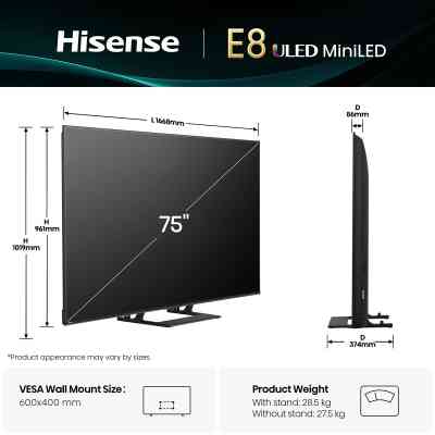 Телевизор Hisense 75E8Q Винница