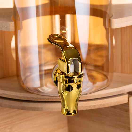 Yiwu Лимонадниця скляна 3в1 на підставці із золотими кранами 5.5 л HP-34-28 Коломыя