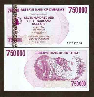 Зімбабве /Зимбабве 750000 доларів 2007р UNC Р-52 Полтава