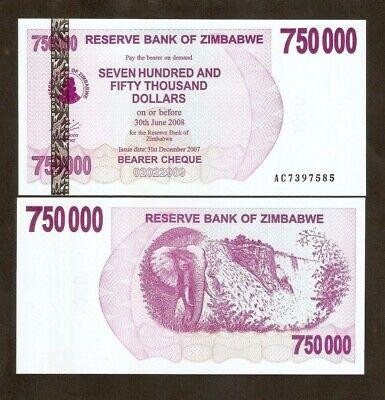 Зімбабве /Зимбабве 750000 доларів 2007р UNC Р-52 Полтава - фото 1