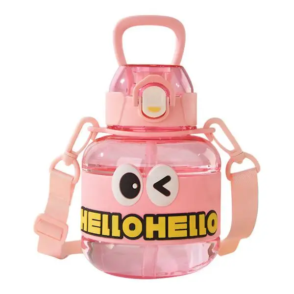 Пляшка для води дитяча з трубочкою 680 мл з ручкою та ремінцем Рожева HP-14-46P Коломия - фото 1