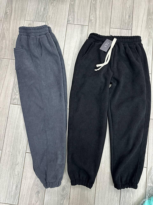 Чоловічі базові теплі штани з вельвету на флісі Чорний, 44 Одеса - фото 1