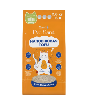 Наповнювач для котячого туалету ПетСаніт PetSanit тофу з ароматом зеленого чаю 6 л (2.6 кг) Київ