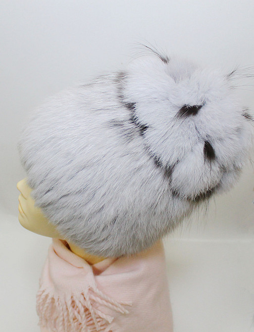 Шапка хутряна жіноча квіточка Белла Сірий Харків - фото 6