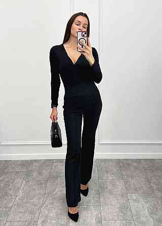 Довгі брюки з високою талією "Salvia" оптом | Норма і батал 44, Чорний Київ