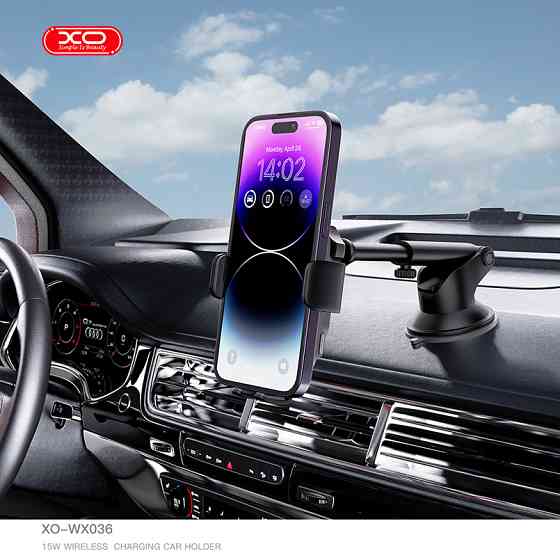 Тримач телефону автомобільний XO з бездротовою зарядкою WX036 Automatic Arm Clamp Type Wireless чорний Львів