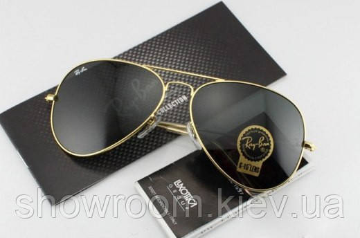Чоловічі сонцезахисні окуляри RAY BAN aviator gold (2905) Київ - фото 2