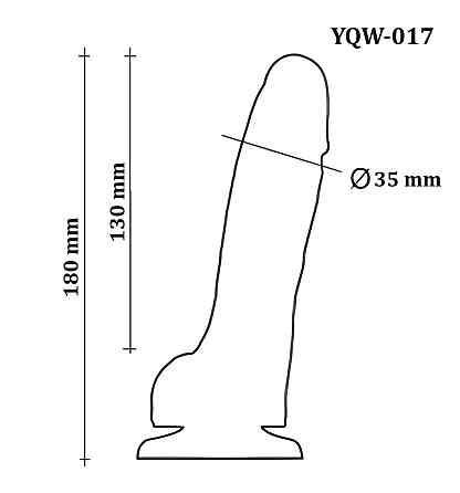 Фаллоимитатор с мошонкой на присоске, из мягкого двухслойного силикона OYO - Dildo Double Layer Silicone YQW-017 (длина 18 см, Sex Киев