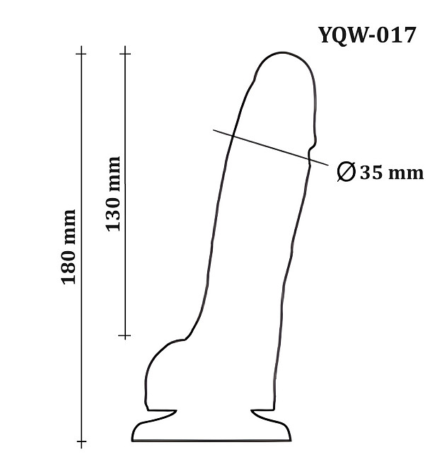 Фаллоимитатор с мошонкой на присоске, из мягкого двухслойного силикона OYO - Dildo Double Layer Silicone YQW-017 (длина 18 см, Sex Киев - изображение 4