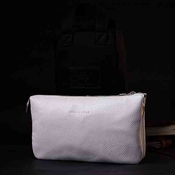 Стильний жіночий клатч із натуральної шкіри Білий (GRANDE PELLE) Київ