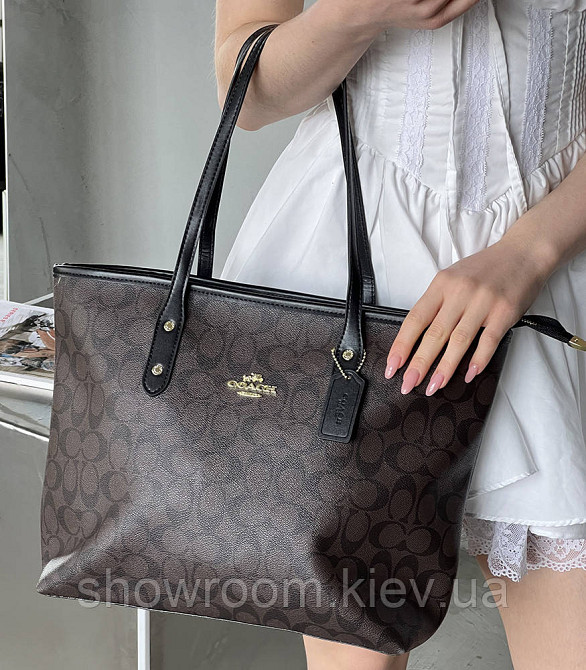 Жіноча сумка шоппер Coach City Tote світло-коричнева Київ - фото 8