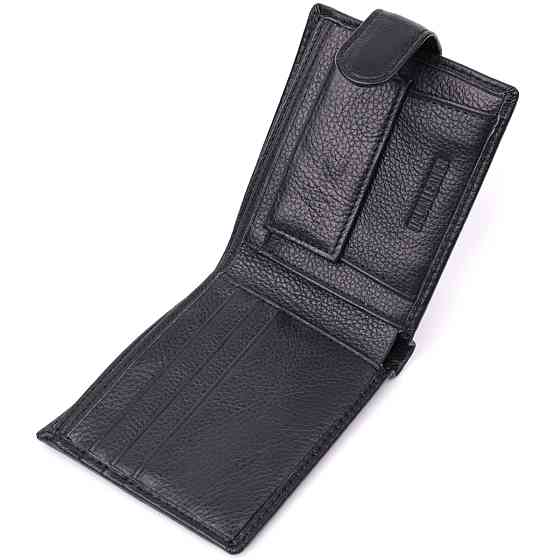Бумажник для мужчин удобного размера из натуральной кожи ST Leather 22463 Черный Киев