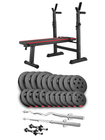 Набір Hop-Sport Premium 105кг з лавою HS-1080, штангами та гантелями Київ