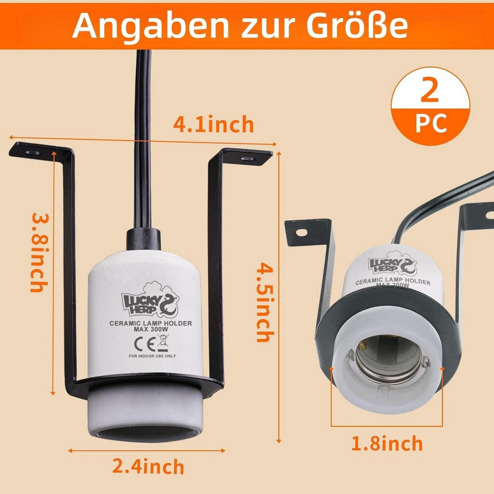Патрон для лампи LUCKY HERP E27 керамічний білий 2 шт 300W термостійкий для тераріуму нагрівальний фарфоровий патрон Київ - фото 3