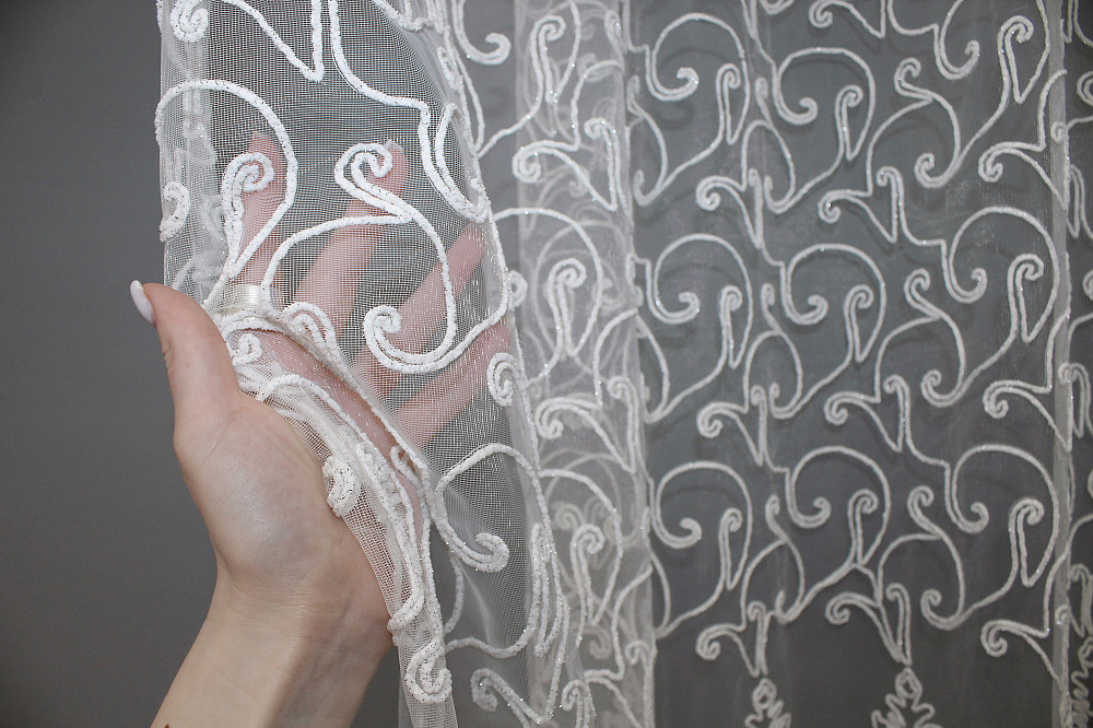Тюль VR-Textil 1414т Фатин с вышивкой Белый 300х270 см (42-0207) Киев - изображение 2