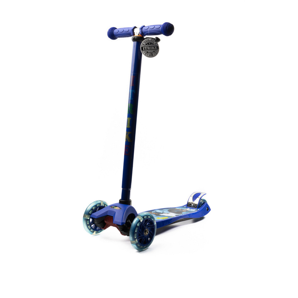 Самокат дитячий триколісний iTrike MAXI JR 3-055-1-DBL зі світними колесами, кермо регулюється, Синій Кам'янець-Подільський - фото 2
