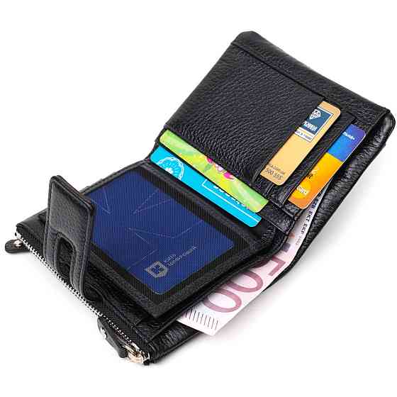 Практичный женский кошелек из натуральной кожи Черный (Tony Bellucci) Киев