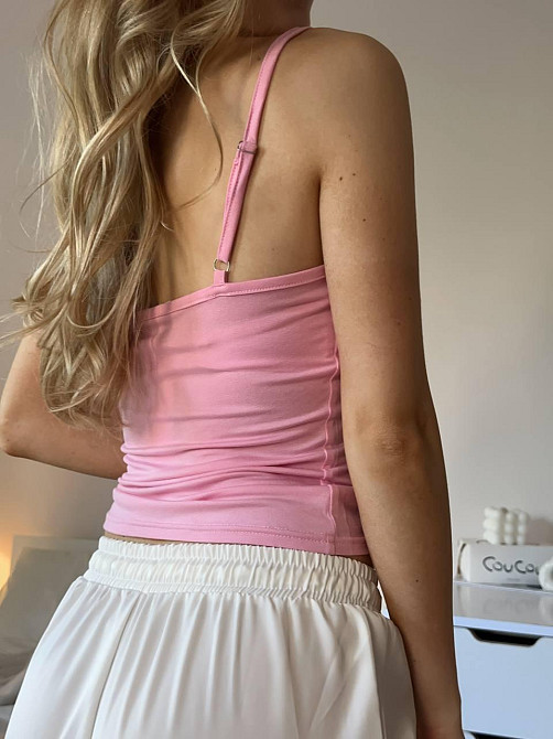 Жіноча базова повсякденна майка на бретелях у стилі sk!ms віскоза Рожевий Одеса - фото 4