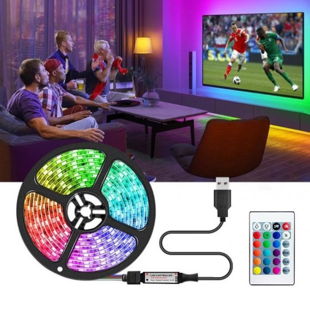 Светодиодная лента USB 6060 5м с динамическими режимами Светодиодное RGB освещение на самоклейке с пультом DU-60 Львів - фото 4