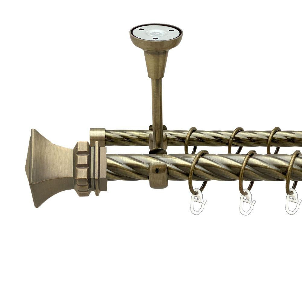 Карниз Orvit Емпорія металевий дворядний відкритий до стелі скручена труба кільце металеве Антик 25\16 мм 240 см (00-00018972) Львів - фото 1