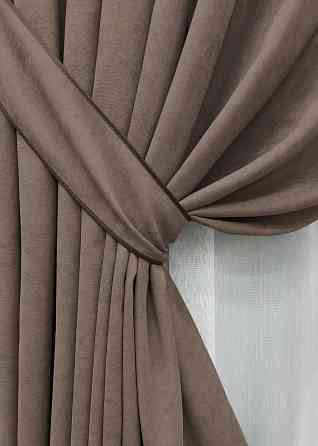 Комплект готових штор VR-Textil Мікровелюр Petek YL № 2015ш Кавовий 200х270 см 2 шт (32-372) Київ