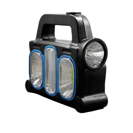 Фонарик с аккумулятором и солнечной батареей, синий Днепр