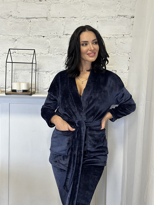 Домашний костюм с халатом Nelly 42-44, Темно-синий Киев - изображение 2