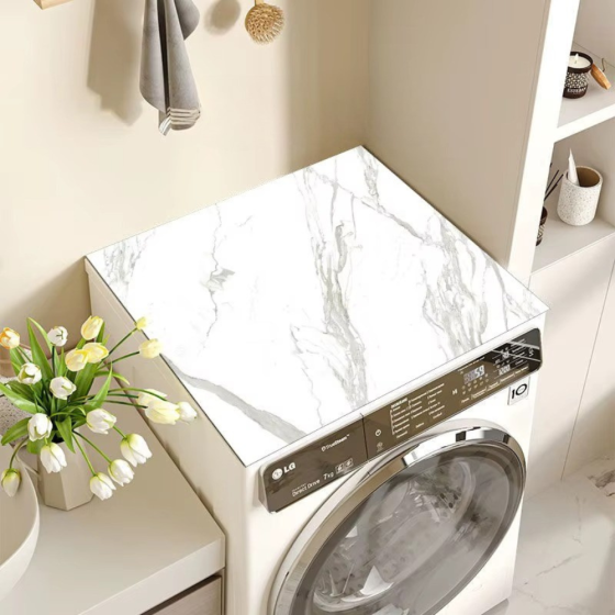 Килимок на пральну машину захисний для побутової техніки абсорбуючий, гумовий, 60х60 см "білий граніт" Кам'янець-Подільський