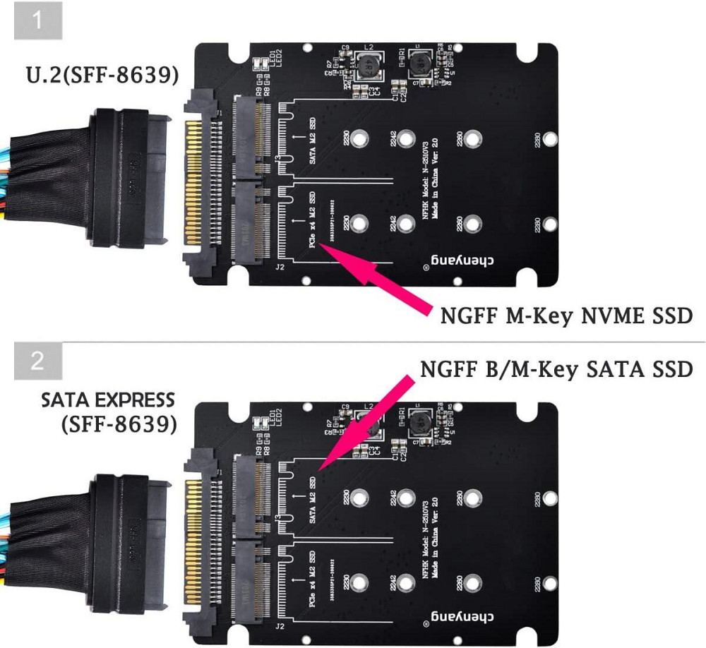 Адаптер-перетворювач 2в1 NFHK N-2510V3 для комбінованого жорсткого диска M.2 NVME/NGFF SATA SSD на U.2 SFF-8639 Луцк - изображение 3
