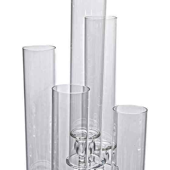 Підсвічник скляний на 5 свічок 20×72.5 см підсвічник декоративний прозорий на ніжці HP-4-64 Київ