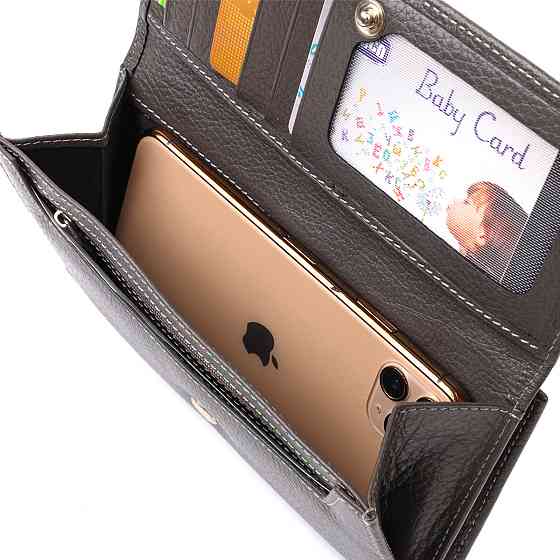 Містке жіноче портмоне з натуральної шкіри флотар CANPELLINI 21851 Сіре Київ