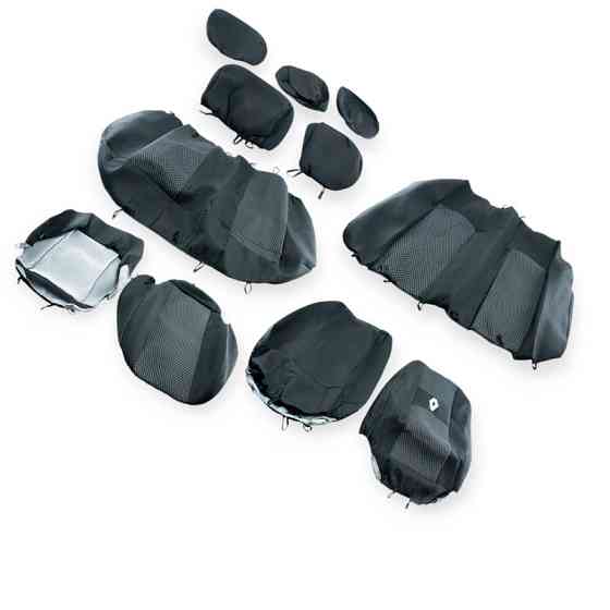 Чехлы renault logan седан 2004-2013 цельная «ткань» черные салона Мукачево